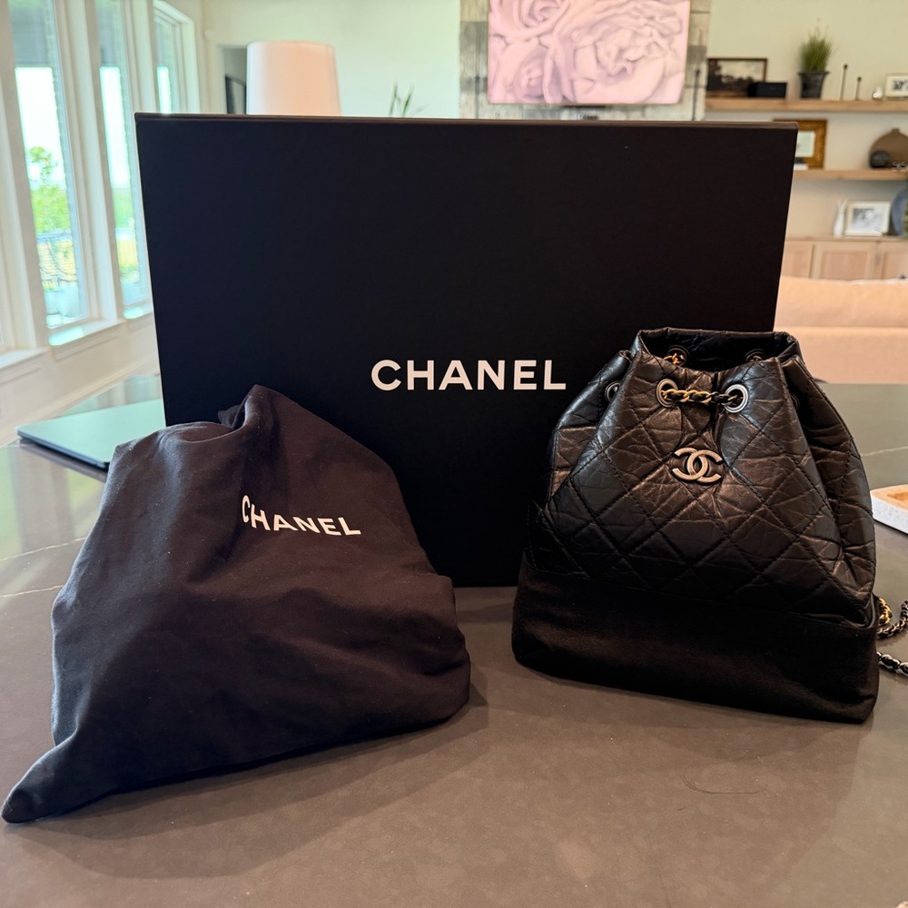 Chanel Black Quilted Drawstring backpack - image 1